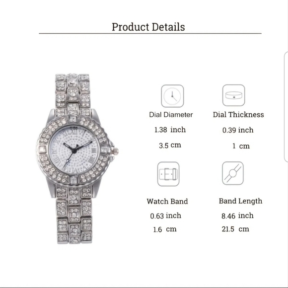 🎀NEW Round Luxury Women Watch Crystal Rhinestone. Golden. 🌹 - Picture 4 of 4